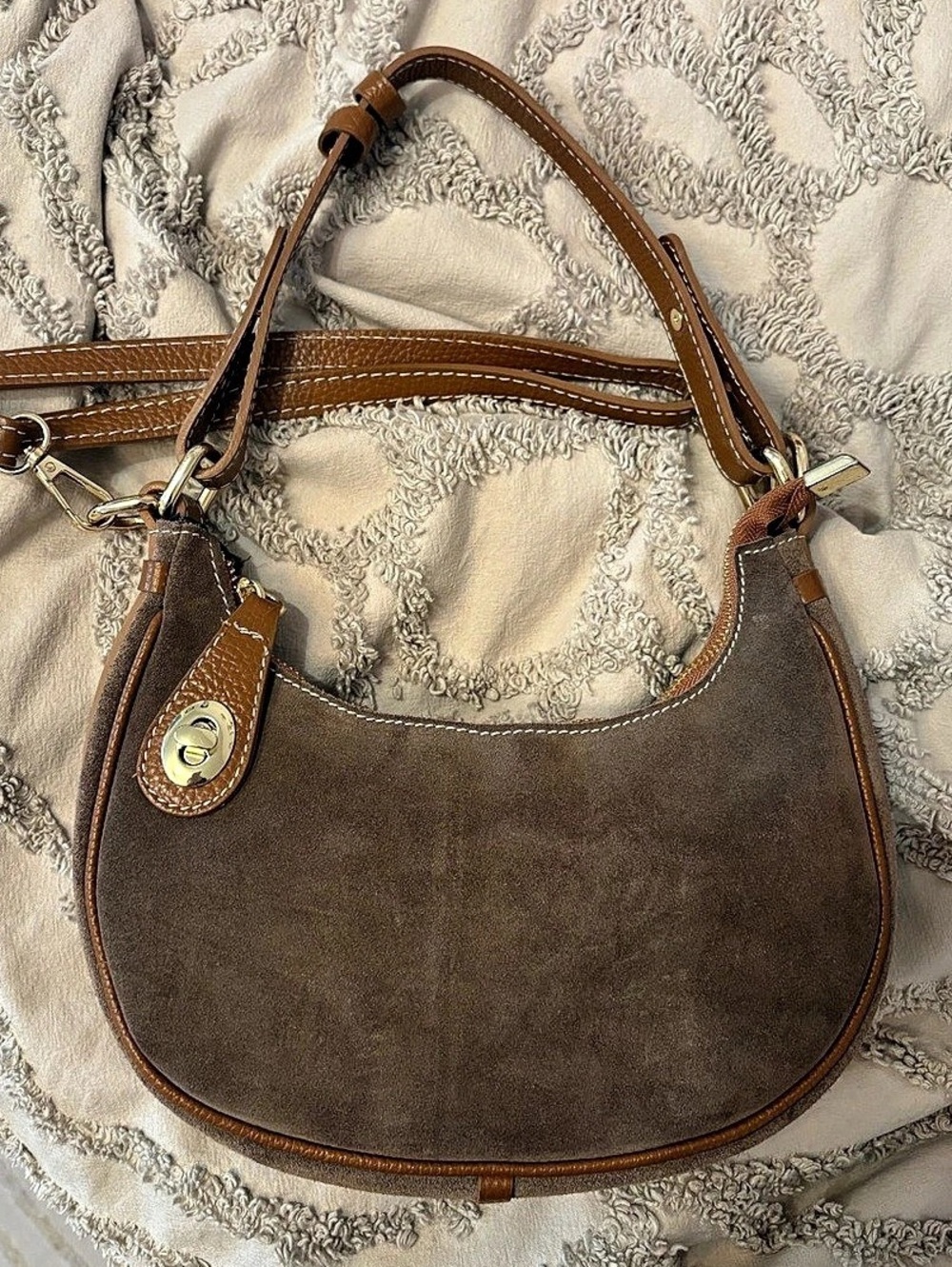 Brown Suede Shoulder Bag